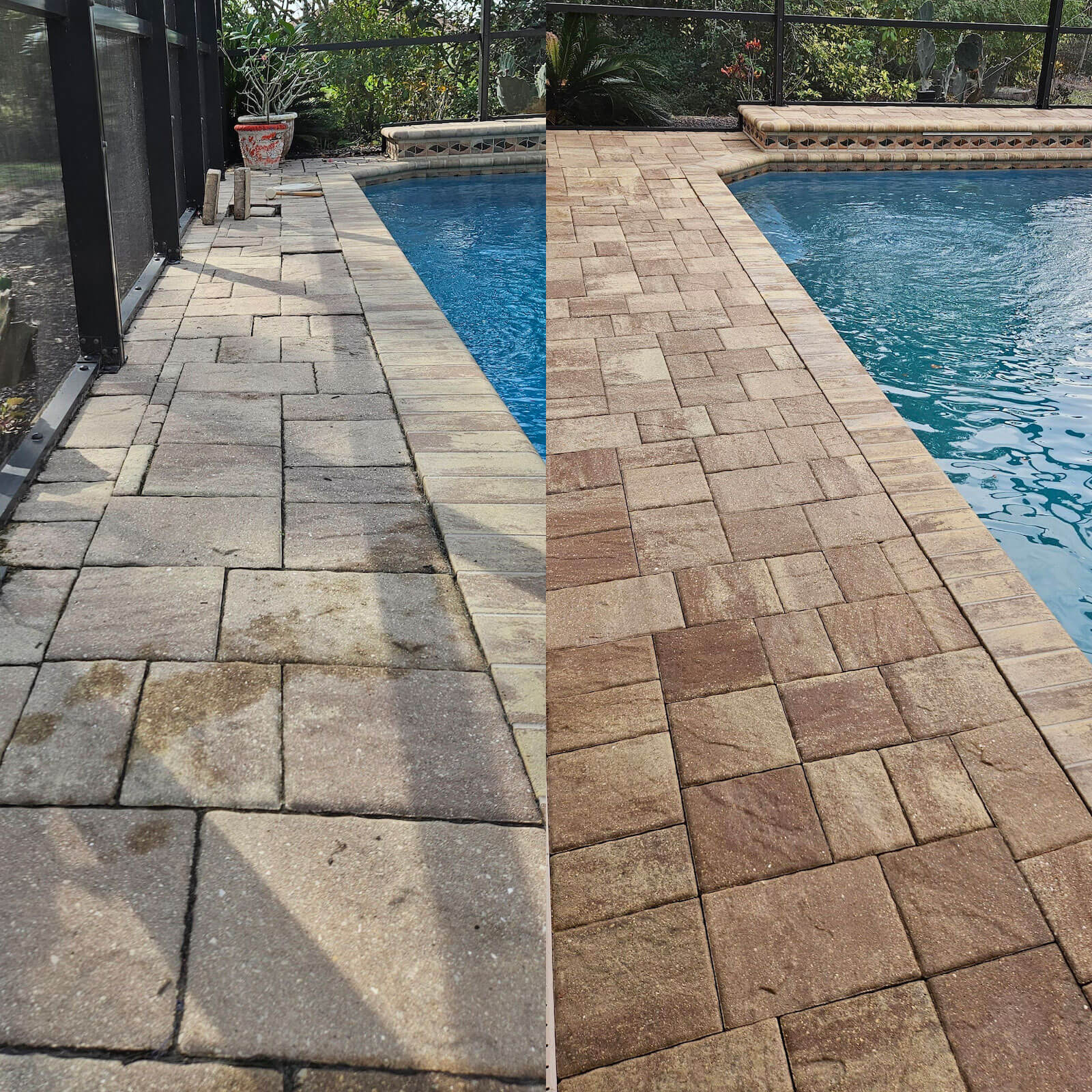 Before After Pool Deck Power Washing North Port