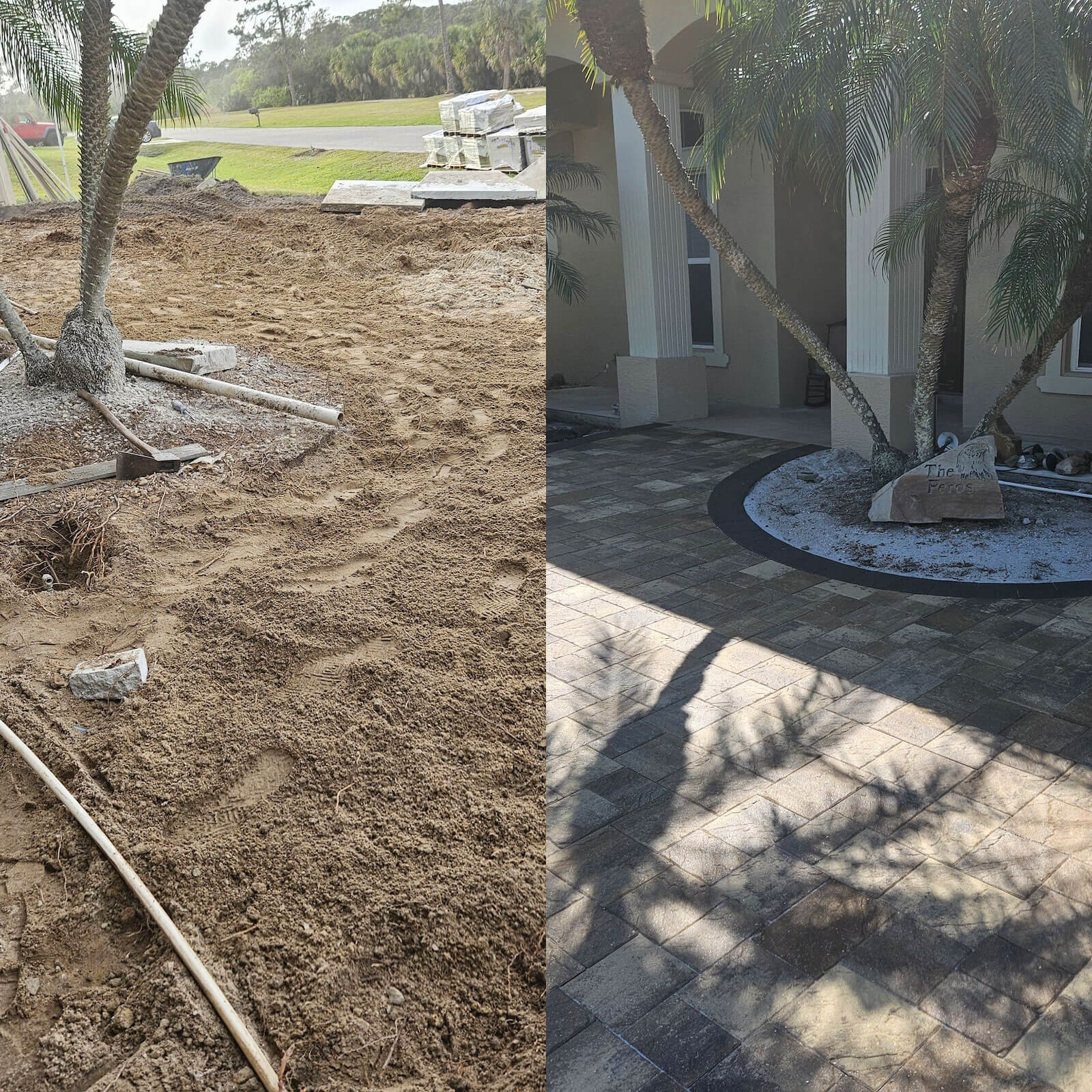Before after paver installation Venice