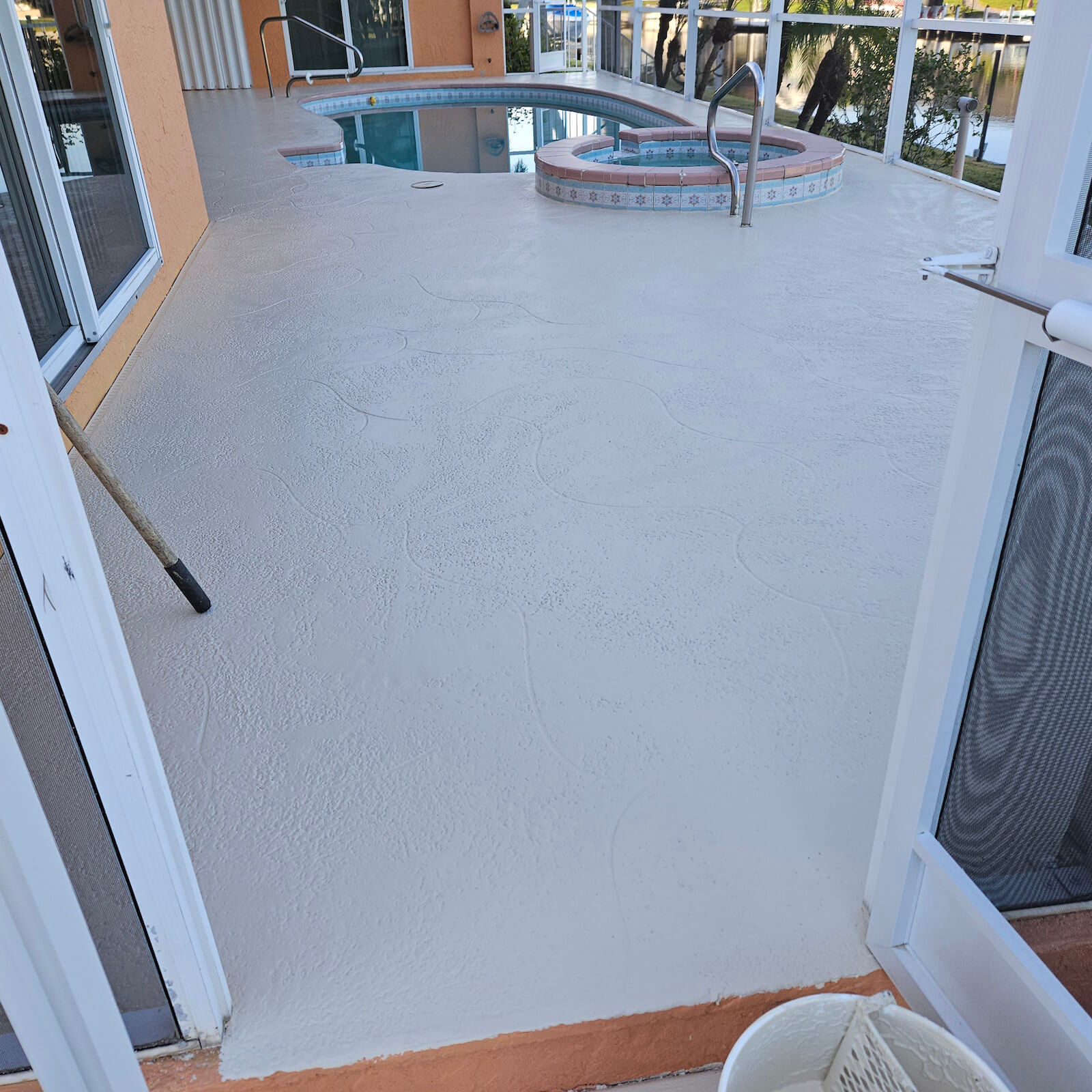 Pool deck patio concrete paint refinish Englewood