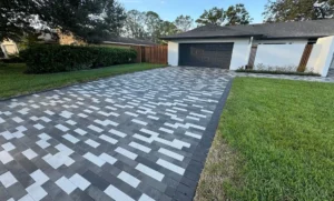 Gray Checkered Florida Driveway Pavers – Front View